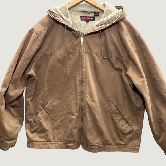 Wolverine Other - Wolverine Mens Jacket Brown Cotton Canvas Sherpa Lined Hooded Work  Coat